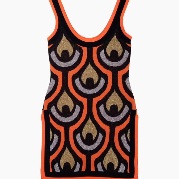 RABANNE H&M GLITTERY JACQUARD KNIT MINI DRESS - Picture 2 of 3